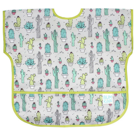 Bumkins Αδιάβροχη Σαλιάρα - Ποδιά με Κοντά Μανίκια - Junior Bib Cacti - 3308111