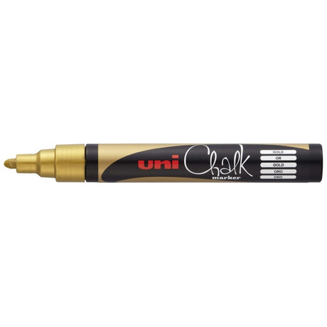 Μαρκαδόρος Υγρής Κιμωλίας Uni Chalk Marker PWE-5M Gold