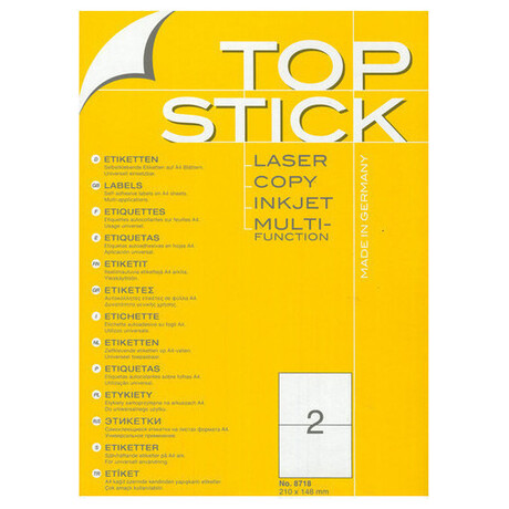 Αυτοκόλλητες Ετικέτες Topstick 210x148mm No 8718