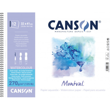 Μπλοκ Canson  Montval Aqua Snow 270gr 32x41cm 12 Φύλλα