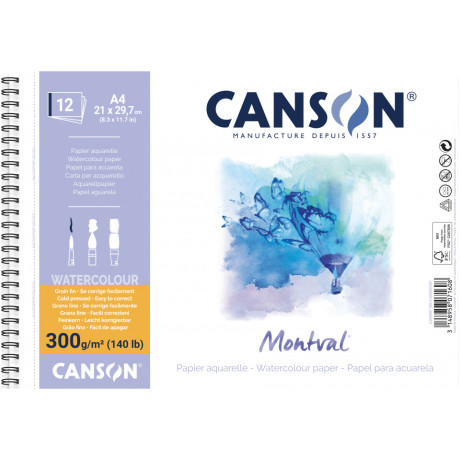 Μπλοκ Canson  Montval Aqua Cold 300gr Α4 12 Φύλλα