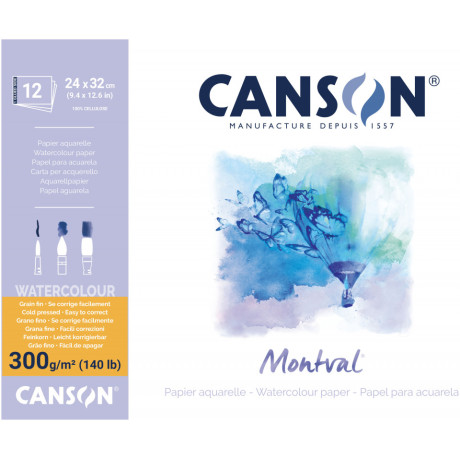 Μπλοκ Canson  Montval Aqua Cold 300gr 24x32cm 12 Φύλλα