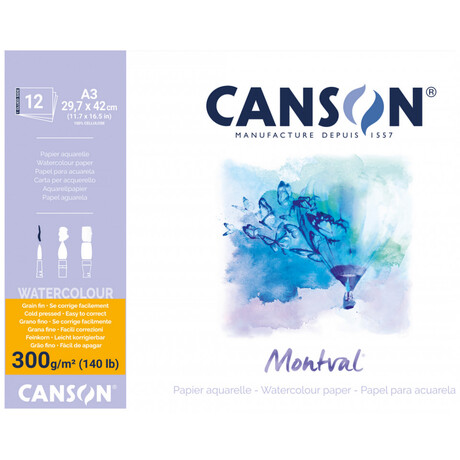 Μπλοκ Canson  Montval Aqua Cold 300gr Α3 12 Φύλλα