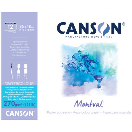 Μπλοκ Canson  Montval Aqua Snow 270gr 36x48cm 12 Φύλλα