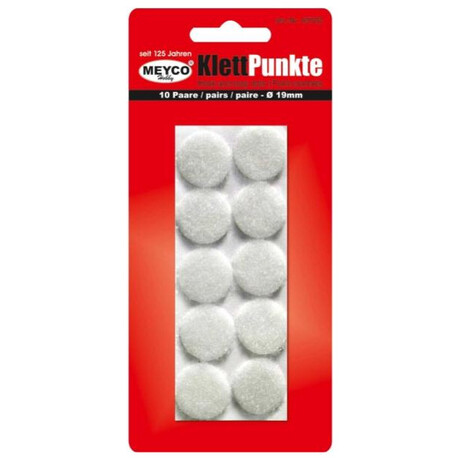 Αυτοκόλλητα Velcro Στρογγυλά Meyco Λευκά 19mm 10τμχ