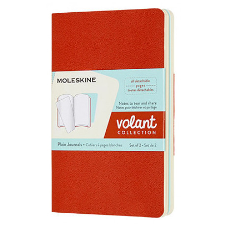 Moleskine Volant Pocket Plain Coral Orange Aquamarine Blue Set 2pcs