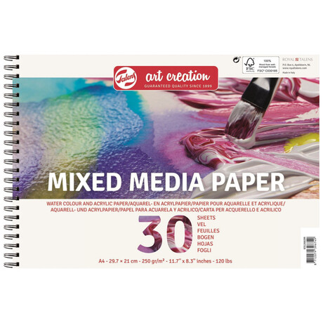 Μπλοκ Ζωγραφικής Talens Mixed Media Paper A4 250gr 30 Φύλλα
