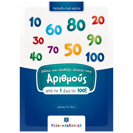 Βλέπω και Διαβάζω δυνατά τους Αριθμούς από το 1 έως το 100! (αφίσα)