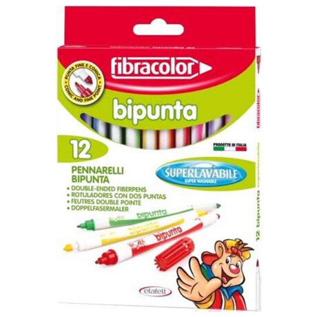 Μαρκαδόροι Fibracolor Bipunta Διπλοί 12 Χρώματα