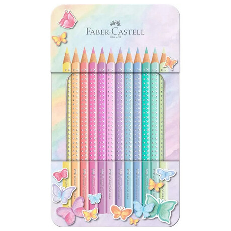 Ξυλομπογιές Faber Castell Sparkle Pastel 12τμχ Μεταλλική Κασετίνα 201910