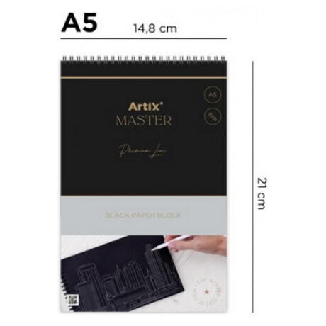 Μπλοκ Σχεδίου Black Paper Block Artix Α5 200gr 20 Φύλλα PB1023