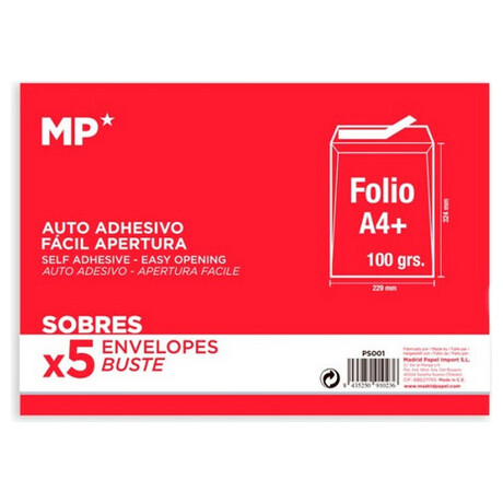 Σακούλες Λευκές Αυτοκόλλητες MP 324 x 229mm 5τμχ PS001