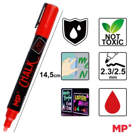 Μαρκαδόρος Υγρής Κιμωλίας MP PE551R Κόκκινο