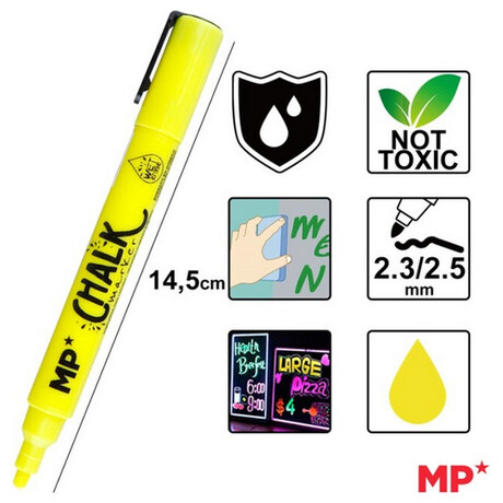 Μαρκαδόρος Υγρής Κιμωλίας MP PE552AM Κίτρινο