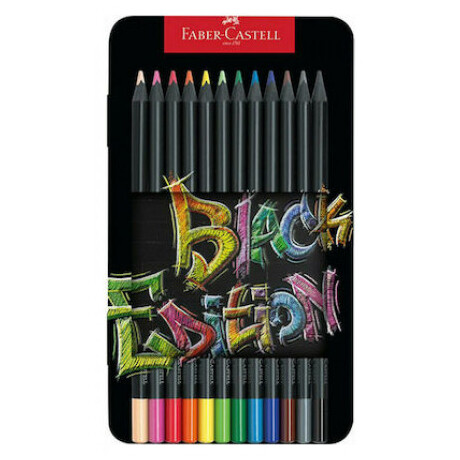 Ξυλομπογιές 12 χρωμάτων castell black metal 116413