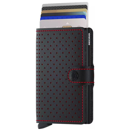 Miniwallet Secrid - Perforated Black Red Πορτοφόλι MPf-Black-Red