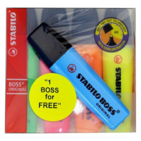 Μαρκαδόρος Υπογράμμισης Stabilo Boss 4+1 ΔΩΡΟ