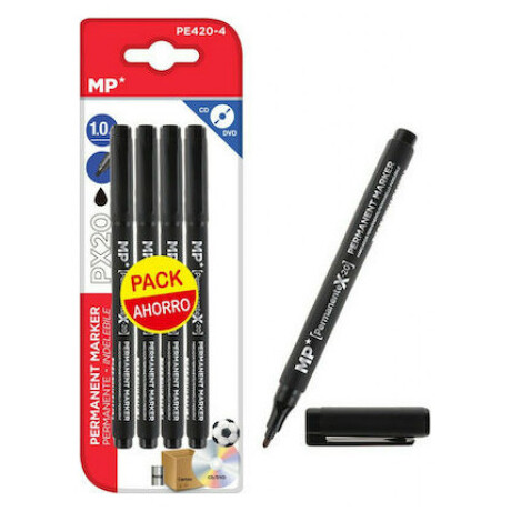 Μαρκαδόρος ανεξίτηλος μαύρος για CD-DVD 1mm MP PE420-4 πακ 4 τεμ