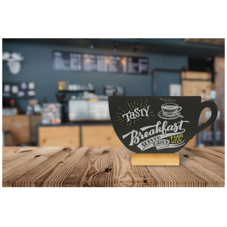 Μαυροπίνακας Επιτραπέζιος Securit Διπλής Όψης με Ξύλινη Βάση Κούπα FBT-CUP