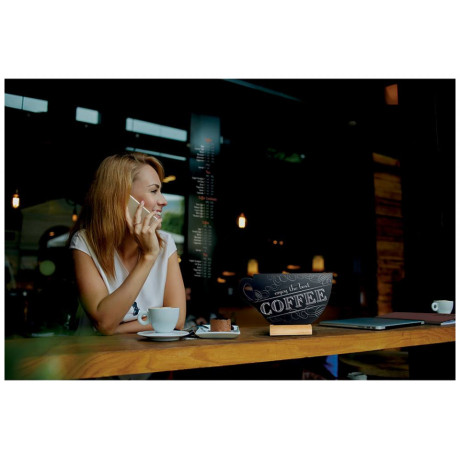 Μαυροπίνακας Επιτραπέζιος Securit Διπλής Όψης με Ξύλινη Βάση Κούπα FBT-CUP