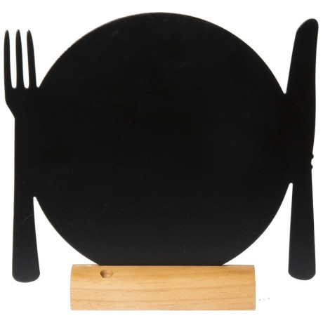 Μαυροπίνακας Επιτραπέζιος Securit Διπλής Όψης με Ξύλινη Βάση Πιάτο FBT-PLATE