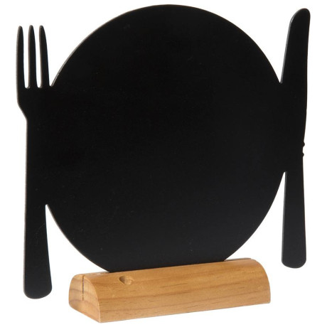 Μαυροπίνακας Επιτραπέζιος Securit Διπλής Όψης με Ξύλινη Βάση Πιάτο FBT-PLATE