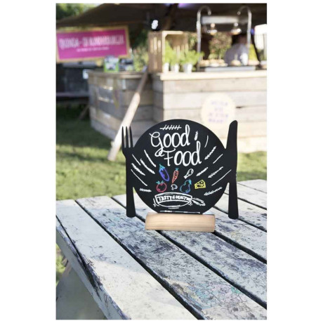 Μαυροπίνακας Επιτραπέζιος Securit Διπλής Όψης με Ξύλινη Βάση Πιάτο FBT-PLATE