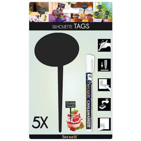 Πινακάκια Μαυροπίνακα Securit Καρφωτά Διπλής Όψης Στρογγυλά Σετ 5 τεμαχίων TAG-BUBBLE-5