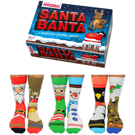 Σετ Ανδρικές Χριστουγεννιάτικες Κάλτσες United ODD Socks Santa Banta 3 Ζευγάρια σε Συσκευασία Δώρου 94.02.004