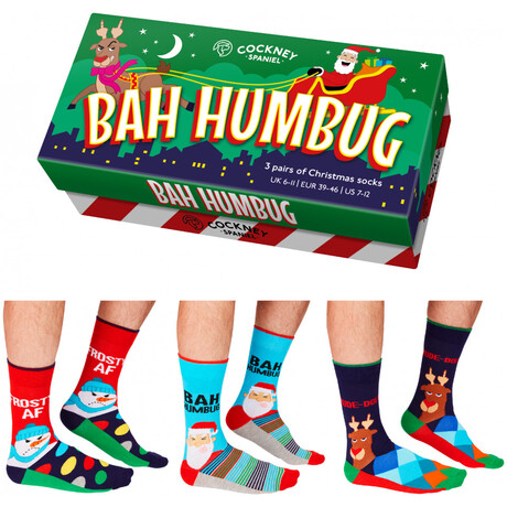 Σετ Ανδρικές Χριστουγεννιάτικες Κάλτσες United ODD Socks Bah Humbug 3 Ζευγάρια σε Συσκευασία Δώρου 94.02.006