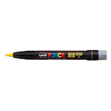 Μαρκαδόρος Uni Posca BRUSH-ΠΙΝΕΛΟ PCF-350 ΚΙΤΡΙΝΟΣ