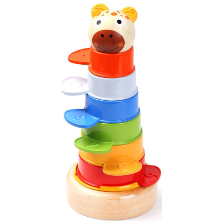 Ξύλινη Πυραμίδα Ταξινόμησης Ζωάκι Top Bright Animal Stacking 120322