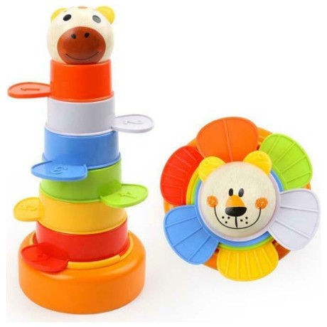 Ξύλινη Πυραμίδα Ταξινόμησης Ζωάκι Top Bright Animal Stacking 120322