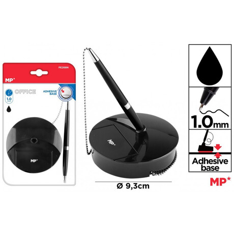 Στυλό Γκισέ πάγκου ταμείου πενοστάτης με αυτοκόλλητη βάση μαύρη και μαύρο μελάνι MP PE268N