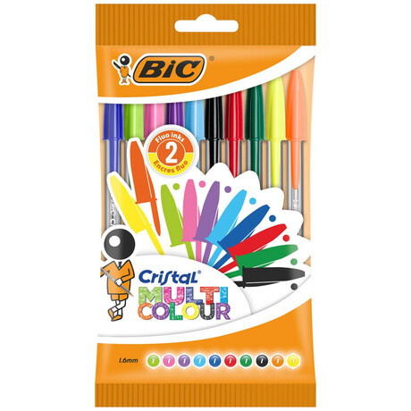 Στυλό Bic Διαρκειας Cristal large 1,6mm Assorted 10τμχ multi colour 16MULTI