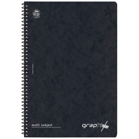 Τετράδιο Σπιράλ 2 Θεμάτων Graphix Α4 Μαύρο 4542-18