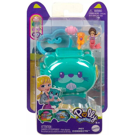 Mattel Polly Pocket Mini: pet Connects - Otter Compact Playset (Hkv48) Mattel Polly Pocket Mini: pet Connects - Otter Compact Playset (Hkv48)
