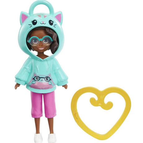 Mattel Polly Pocket: Hoodie Buddy - cat Dark Skin Doll (Hkv99)