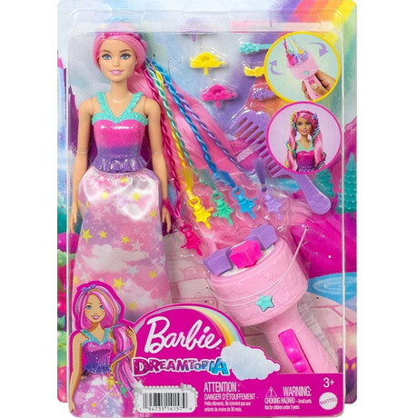 Mattel Barbie: Dreamtopia - Fantasy Hair With Braid and Twist Styling Rainbow Extensions (Hnj06)