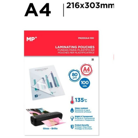 ΖΕΛΑΤΙΝΕΣ - ΔΙΦΥΛΛΑ Πλαστικοποίησης Α4 100τεμ 80mic Main Paper PN200Α4-100