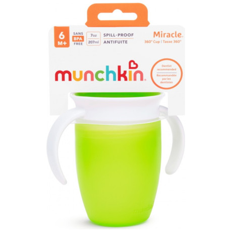 Εκπαιδευτικό κύπελλο Miracle 360 Trainer Cup Munchkin 207ml 6m+ Πράσινο 12443