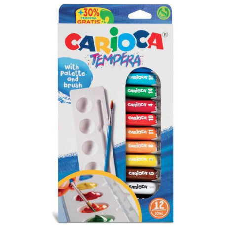 Carioca Τέμπερες Ζωγραφικής Πολύχρωμες σε Σωληνάριο 10ml 12τμχ
