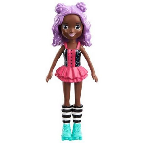 Mattel Polly Pocket Impulse Doll - Dark Skin Doll With Roller (Hkv80)